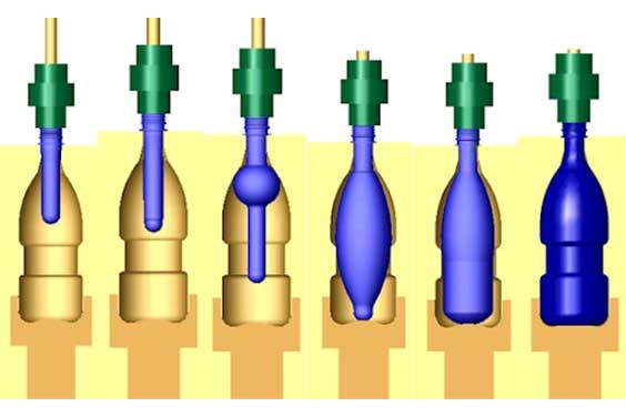 Illustration of the blow molding process