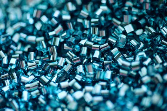 Plastic pellets photographed close-up
